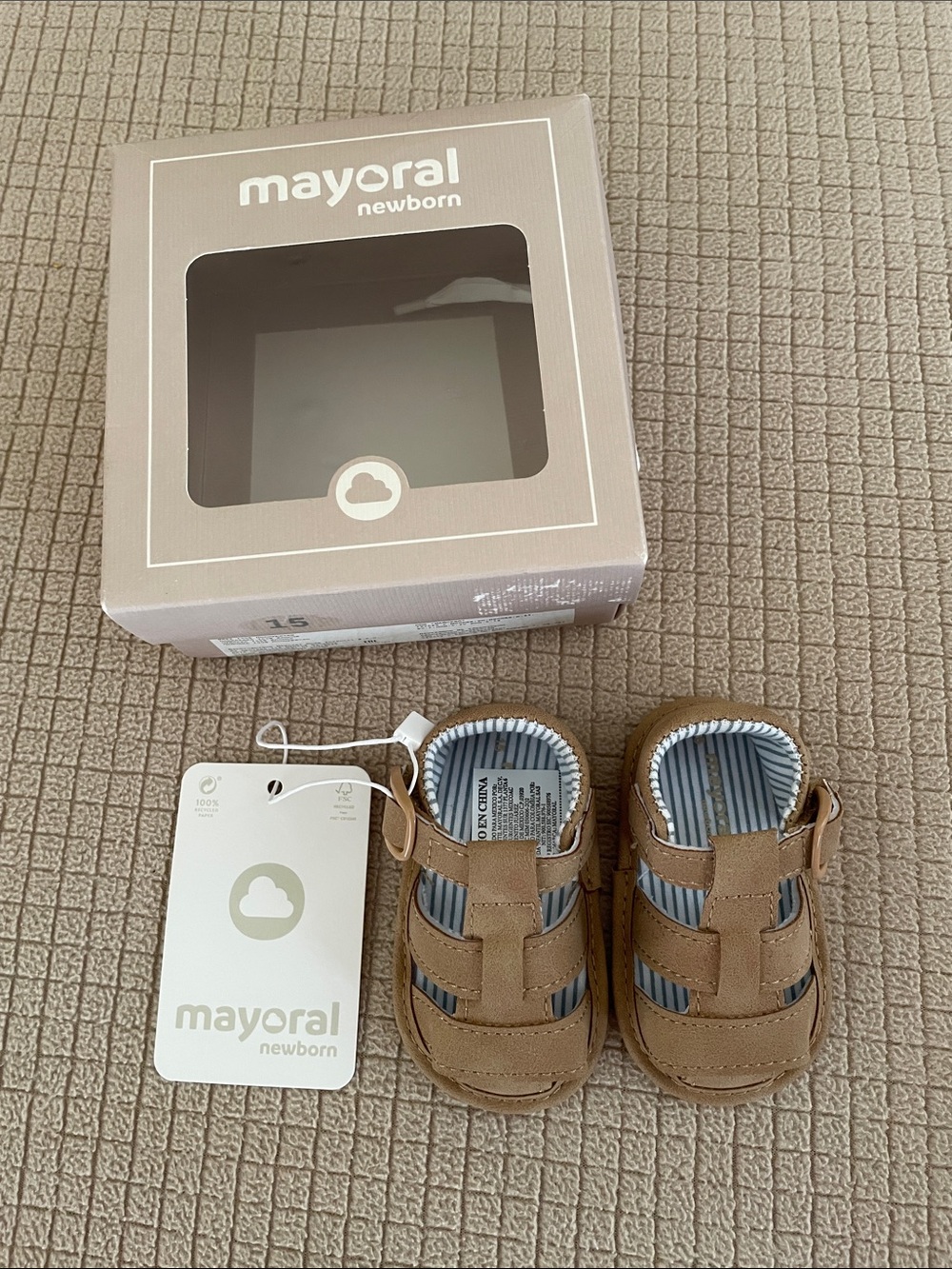 Mayoral Newborn Tan Baby Sandals NWT!